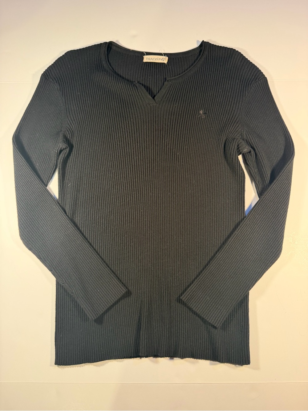 Black Ribbed V-Neck Sweater - Dragonfly